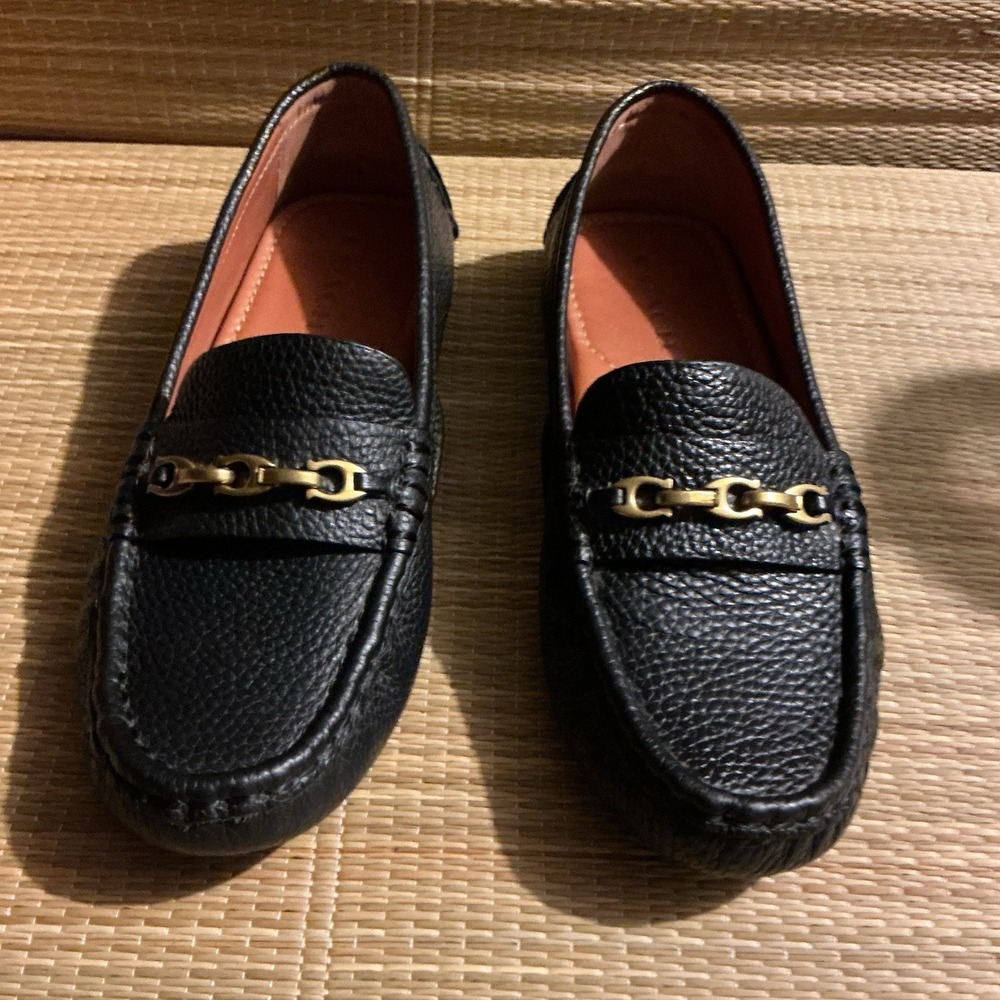 Coach Women Crosby Leather Loafers Driver MOCS US 8B EU 38.5 Black Shoes Slip On